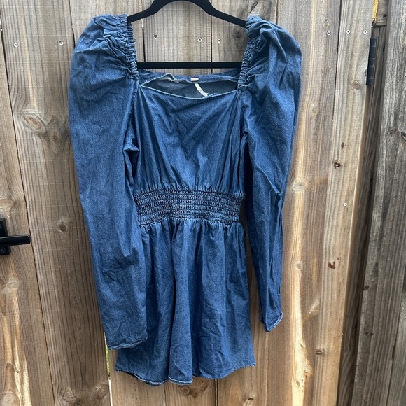 Free People Blue Jean Long Sleeve Dress Size medium - Picture 1 of 9